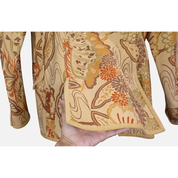 Vintage Jacket Boho Chic Samuel Robert Floral Blazer Tan Womens Size 8 - Picture 4 of 9
